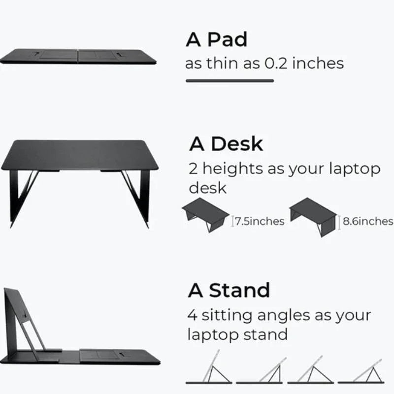 NNEOBA Portable Laptop Desk Stand: Foldable & Adjustable, Ideal for Bed, Couch, Office - Black-2