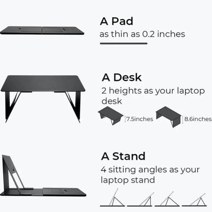 NNEOBA Portable Laptop Desk Stand: Foldable & Adjustable, Ideal for Bed, Couch, Office - Black-2