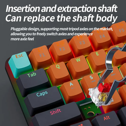 NNEOBA USB Mini Mechanical Gaming Keyboard 61 Key Red Switch-1