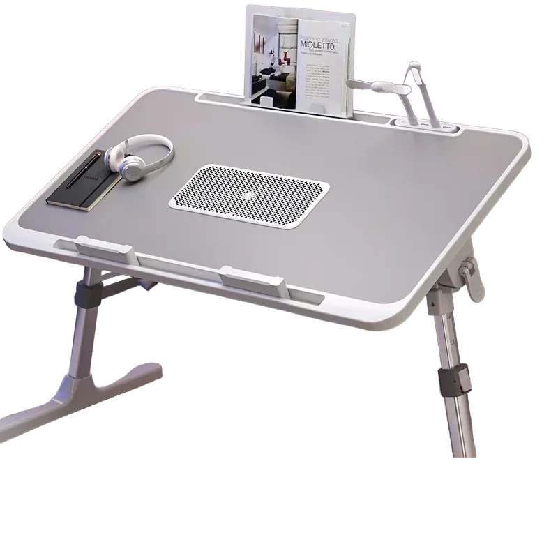 Foldable Laptop Desk with Adjustable Height and Radiator - Grey-0