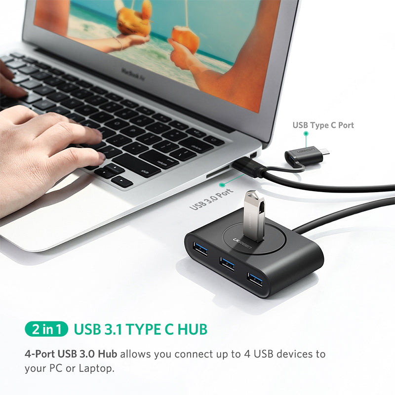 NNEDSZ USB 3.0 Hub With Type C port Black 1M (40850)-3